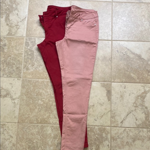 Maurices Denim - Maurice’s Red and Pink Skinny Jeans/Jegging - lot of 2